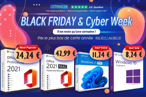 Cyber Week 2023 : Profitez de l'offre prolongée du Black Friday sur Microsoft Office et Windows 11 Pro à partir de 9€