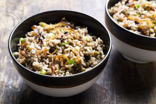 Lebanese Lentils and Rice with Crisped Onions (Mujaddara)