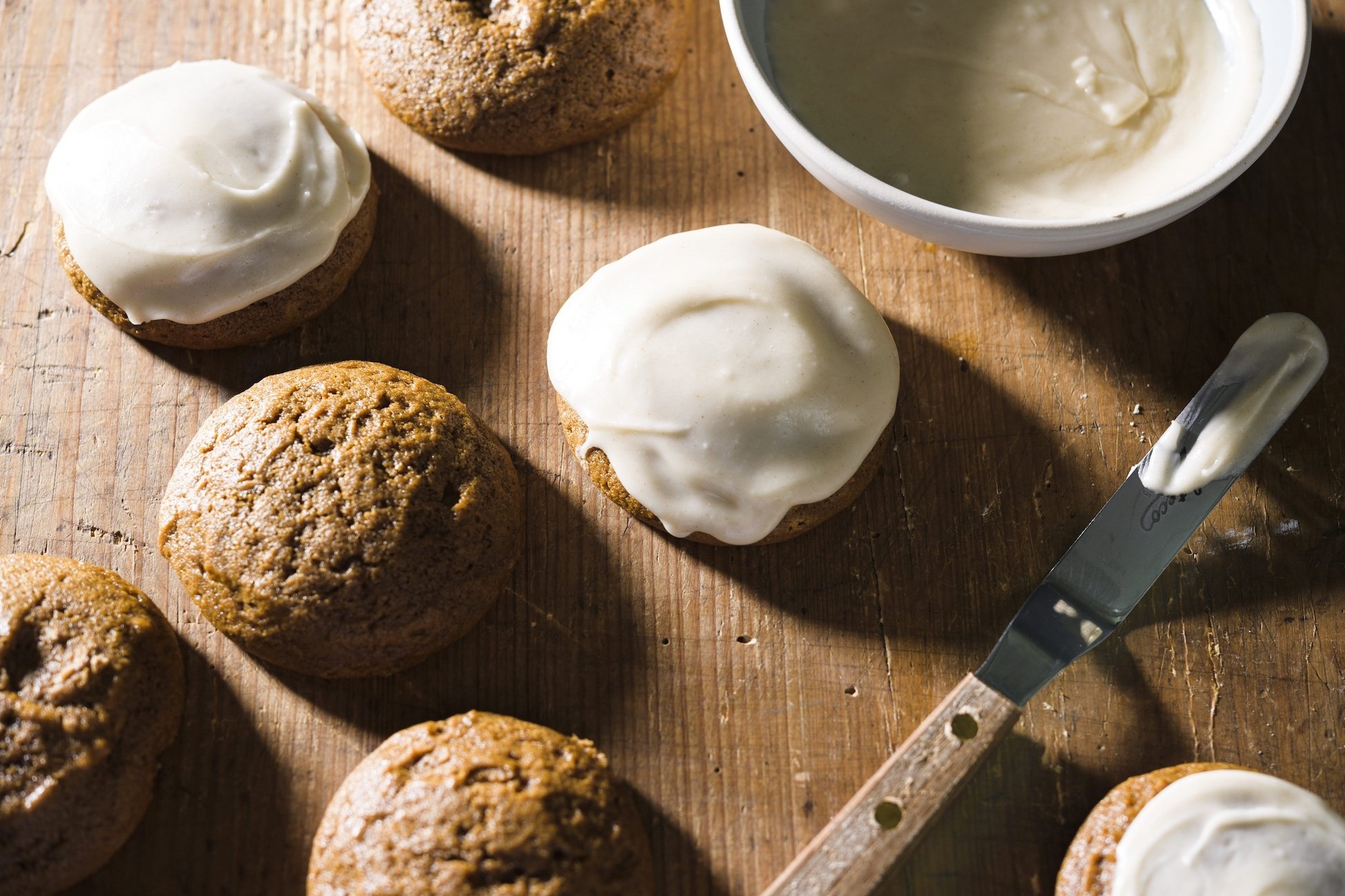 Chewy Molasses Spice Cookies with Browned Butter Icing