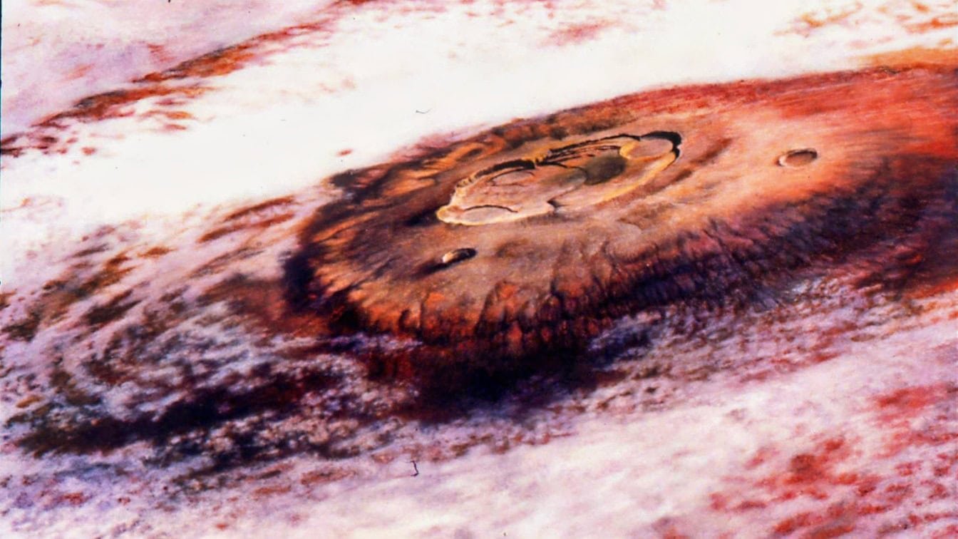 At 70,000 Feet, Olympus Mons on Mars Stands Two and a Half Times Taller Than Mount Everest. It Is the Largest Volcano in