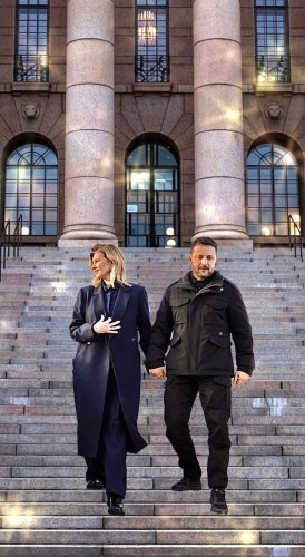 First Lady Olena Selenska bei Staatsbesuch dabei
