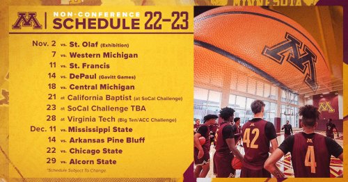 Minnesota Gopher Basketball: 2022-23 Non Conference Schedule Announced