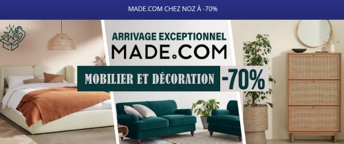 Les meubles et accessoires de Made.com revendus avec 70% de remise chez le déstockeur Noz