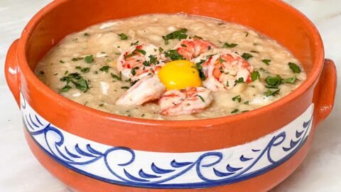 Shrimp Açorda: Portuguese Bread Soup with Benefits