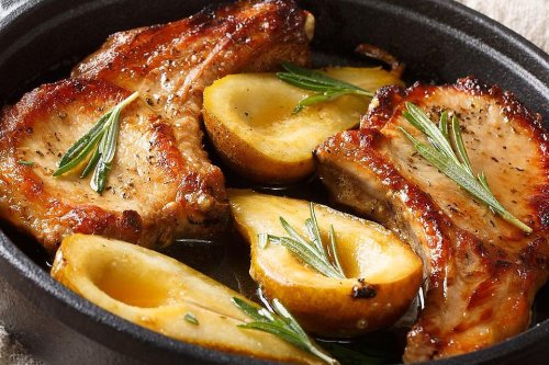 Succulent Juicy Bone-in Pork Chops Recipe With Roasted Maple Pears | Pork | 30Seconds Food