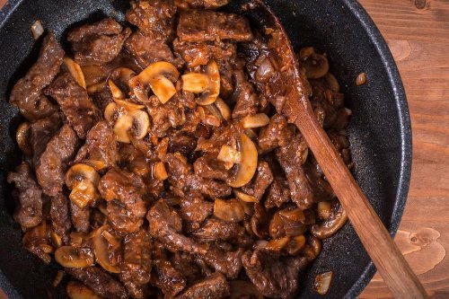 Tender One-Pan Steak Bites Recipe With Mushrooms & Savory Gravy