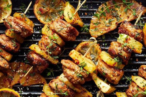 This Barbecue Pineapple & Chicken Kebabs Recipe Is Happy on a Stick