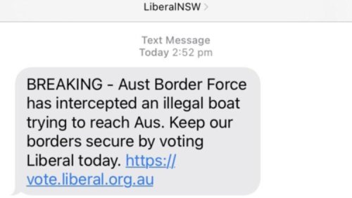 Federal election: Text message warning of ‘illegal boat’ by Liberal Party to be investigated