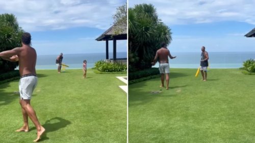 AFL champion Lance Franklin and current Test player Usman Khawaja form unlikely backyard cricket duo