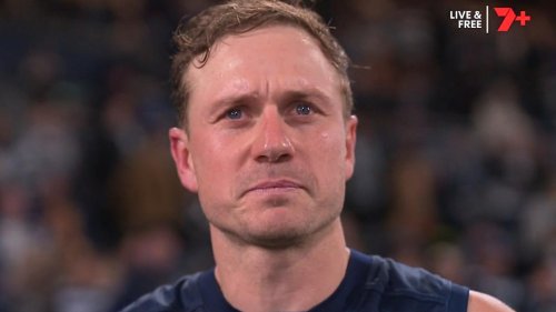 Mitch Duncan chokes back tears in tribute to ‘my good mate Joel’ after Selwood family tragedies