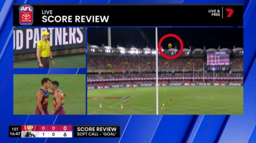 AFL score review system under fire for comical decision during Brisbane’s clash against Collingwood