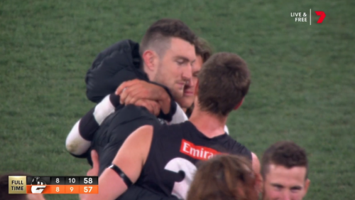 Heartbreaking Dan McStay moment captured moments after Collingwood win over GWS Giants