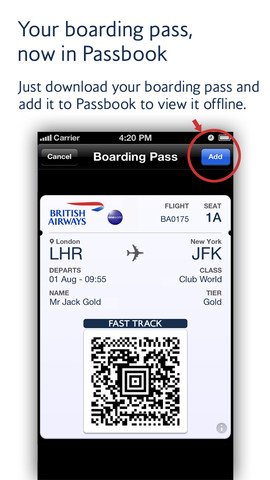 British Airways adds Passbook support for digital boarding passes to iPhone app