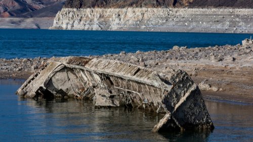 Lake Mead, once the largest water reservoir in the US, now little more than a graveyard