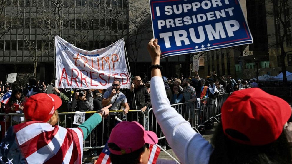 Trump NYC protests: Small group of former president's supporters, foes face off over criminal case