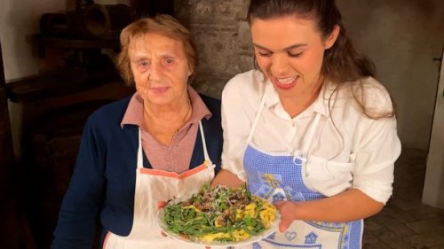 Italian grandma shows us how to make handmade fettuccine pasta for Thanksgiving