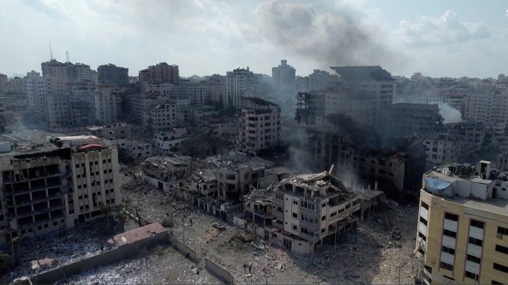 Drone footage shows wide-scale damage in Gaza