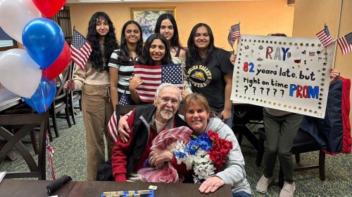 100-year-old veteran attends 1st prom 82 years after missing his own