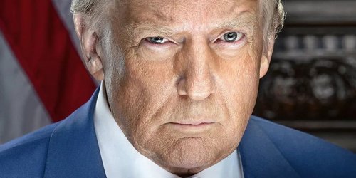 The huge banner of a glaring Trump in front of the USDA is a literal sign the U.S. has lost its democracy