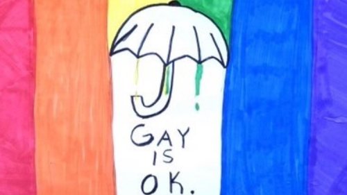 'Gay Is OK' Artwork Taken Down, Allegedly Likened to Nazi Flag