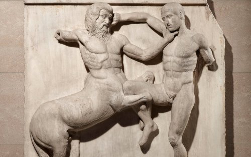Men in ancient Greek art exercise, fight battles, pursue lovers and mourn lost friends, all without their pants on. Why?
