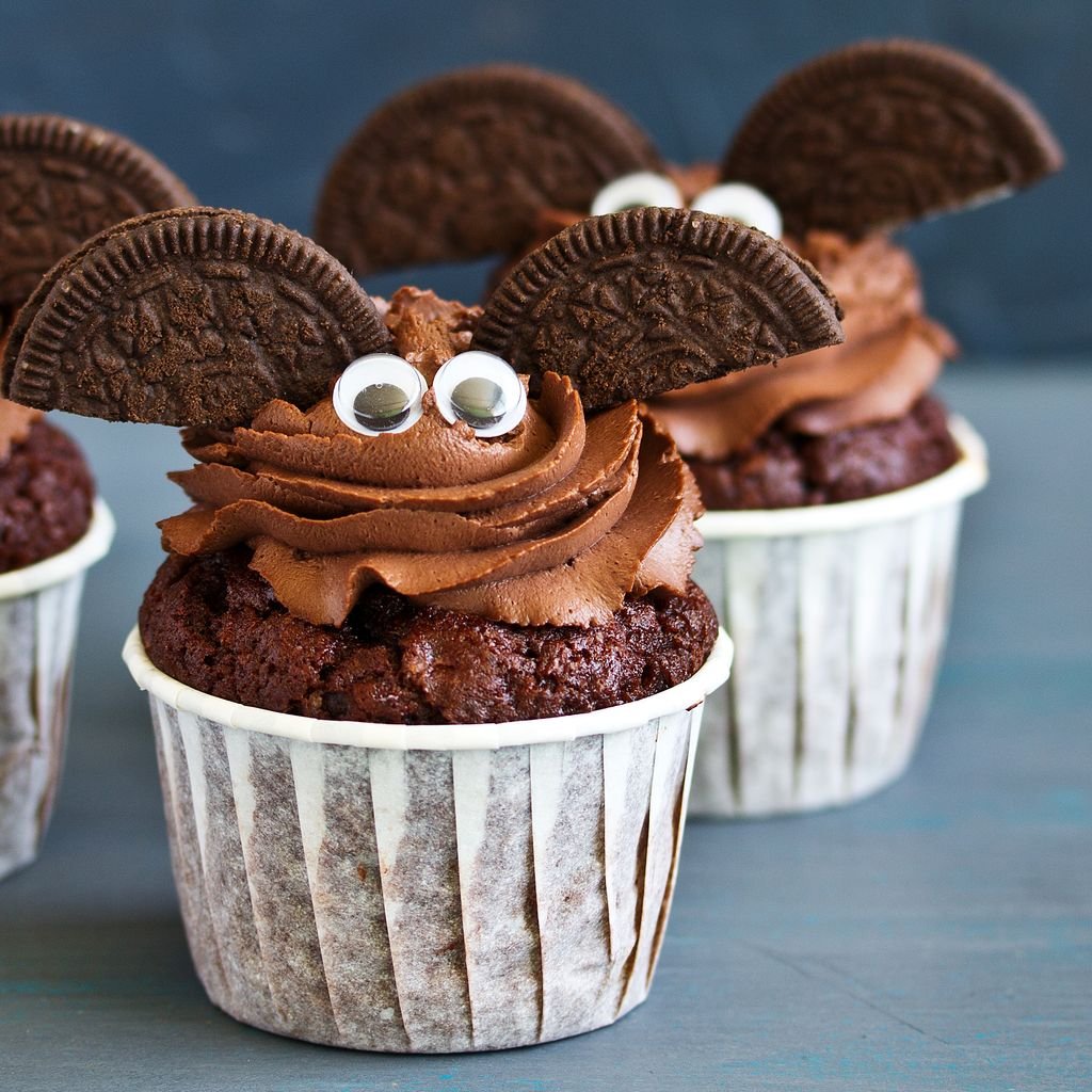 Muffin Halloween chauve-souris au chocolat