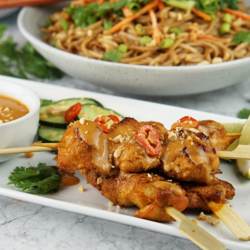 Chicken Satay with Creamy Peanut Sauce & Cold Sesame Noodles
