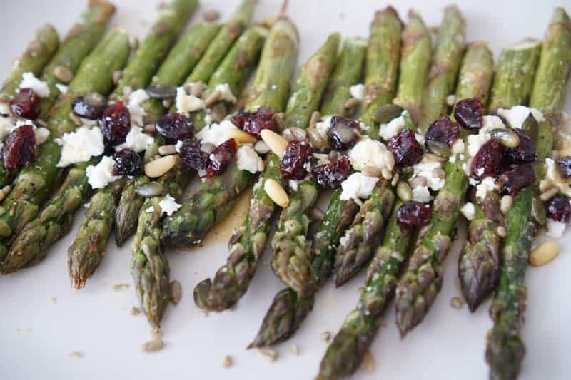 Roasted Asparagus Salad with Cranberries and Feta Cheese