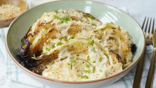 Cheesy Roasted Cabbage with Breadcrumbs