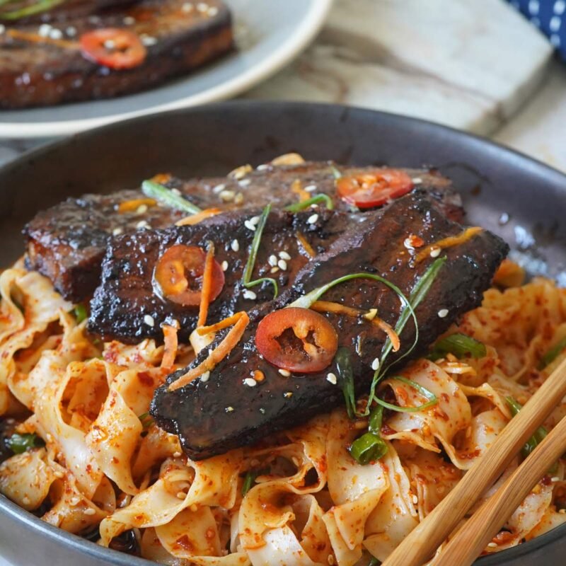 Crispy Pork Belly & Garlic Chili Oil Noodles