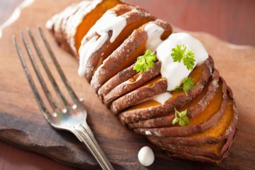 Air Fryer Hasselback Sweet Potatoes