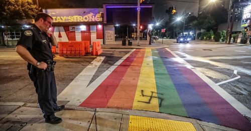 Another swastika, anti-gay slur appear on Midtown’s rainbow crosswalk
