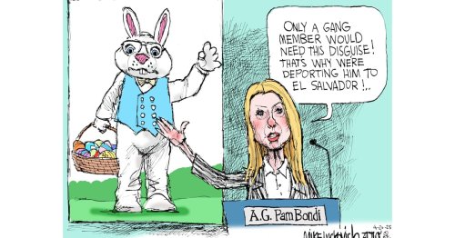 04/20 Mike Luckovich: Trust us, he’s dangerous.