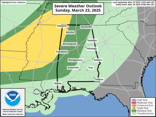 Scattered strong storms possible in Alabama later today
