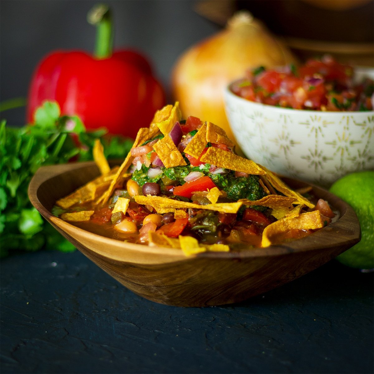 Vegetarian Chili ~ With Pico de Gallo & Chimichurri