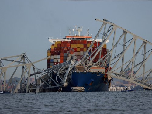 Photos: Baltimore Key Bridge collapses as cargo ship ploughs into pylon