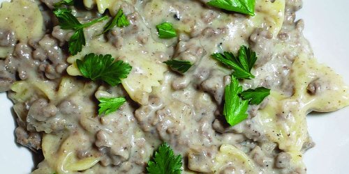 Creamy Beef and Bow Tie Pasta