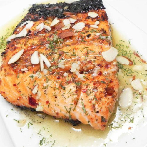 Lemon Dill Salmon with Garlic, White Wine, and Butter Sauce