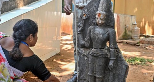 A 700-Year-Old Statue Of Vishnu Just Mysteriously Washed Ashore On An Indian Beach
