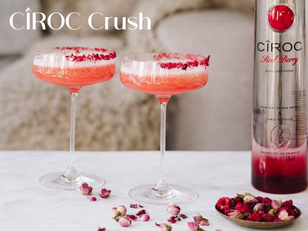 Make this very pink holiday cocktail at home!
