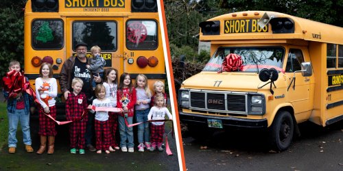 Grandpa of 10 Buys School Bus for Grandkids to Spend Time with Them Every Morning