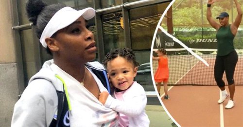 Serena Williams' Mini-Me Olympia Joins Mom on Court to ...