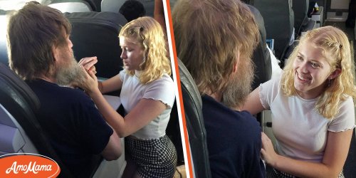 No One Can Help Blind and Deaf Man on a Plane, Young Girl Kneels in Front of Him