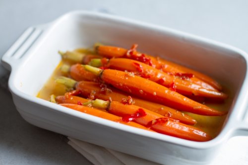 Sous Vide Baby Carrots Glazed with Harissa and Maple Syrup