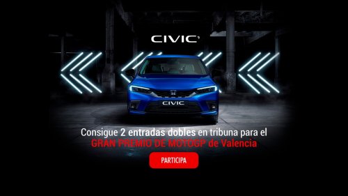 ¿Quieres ir al GP de Valencia y ser de los primeros en probar el nuevo Honda Civic e:HEV? Participa y gana una experiencia Civic