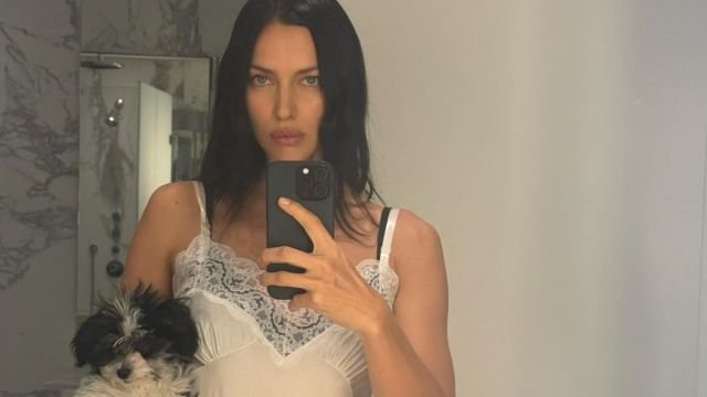 Irina Shayk Poses Completely Topless Under Marella Power Suit