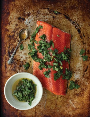 Slow-Roasted Salmon with Chimichurri