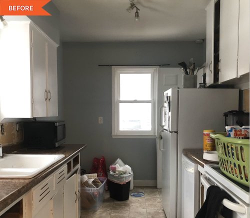 Before and After: A Beautiful Black and White Galley Kitchen Redo for $7,000 — Appliances Included!