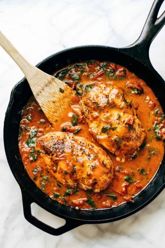 This Garlic Basil Chicken with Tomato Butter Sauce Is Unreal