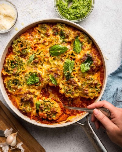 These Skillet Lasagna Roll-Ups Are Crispy, Cheesy, and Packed with Greens